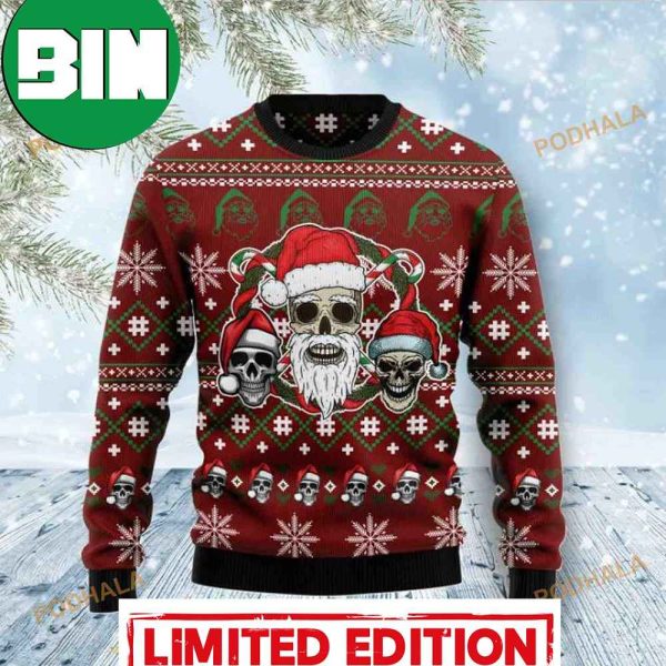 Santa Skull All Over Printed Funny Ugly Sweater