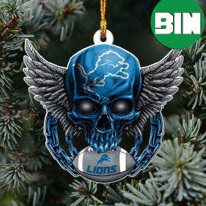 Skull Christmas Tree Decorations Xmas Gift For NFL Detroit Lions Fans Best Unique Ornament