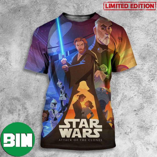Star Wars Episode II Attack Of The Clones Anakin Skywalker Obi-Wan 3D T-Shirt