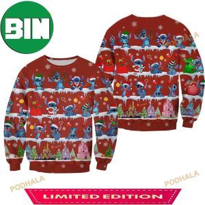 Stitch Pattern Xmas Red 2023 Disney Ugly Christmas All Over Printed For Men And Women