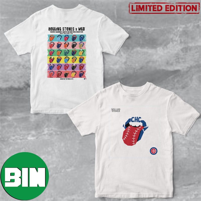 The Rolling Stones x Chicago Cubs MLB Hackey Diamonds Limited Edition Vinyl  Collection Collab T-Shirt - Binteez
