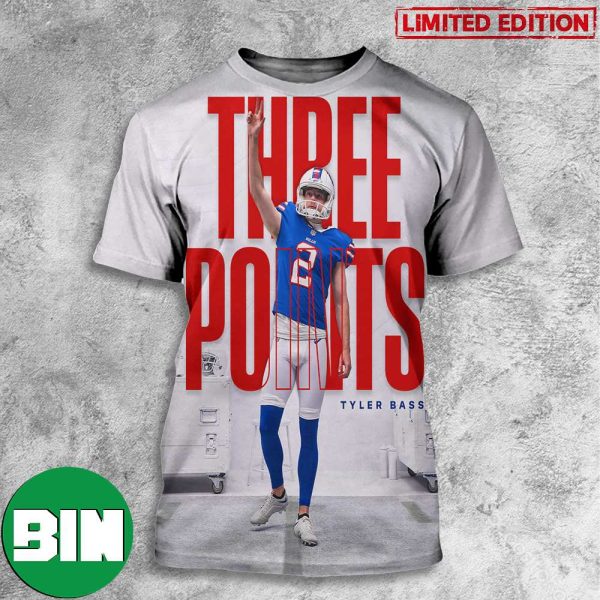 Three Points For Tyler Bass Buffalo Bills vs New York Jets 3D T-Shirt