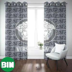 Versace Medusa Grey Pattern Luxury Fashion Home Decor Window Curtain