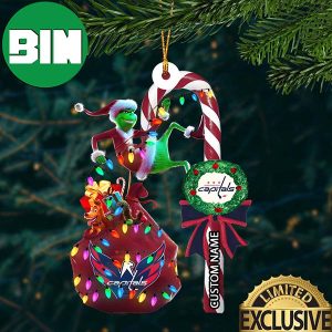 Washington Capitals NHL Grinch Candy Cane Custom Name Xmas Gifts Christmas Tree Decorations Ornament
