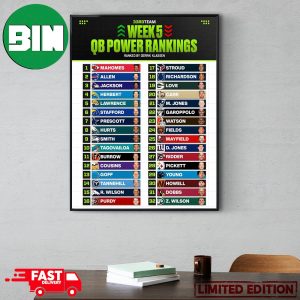 33rd Team Week 5 QB Power Ranking By Derrik Klassen Sleeper NFL Poster Canvas