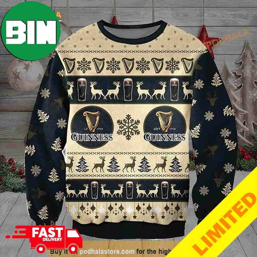 3D Guinness 1759 Xmas Funny 2023 Holiday Custom And Personalized Idea Christmas Ugly Sweater