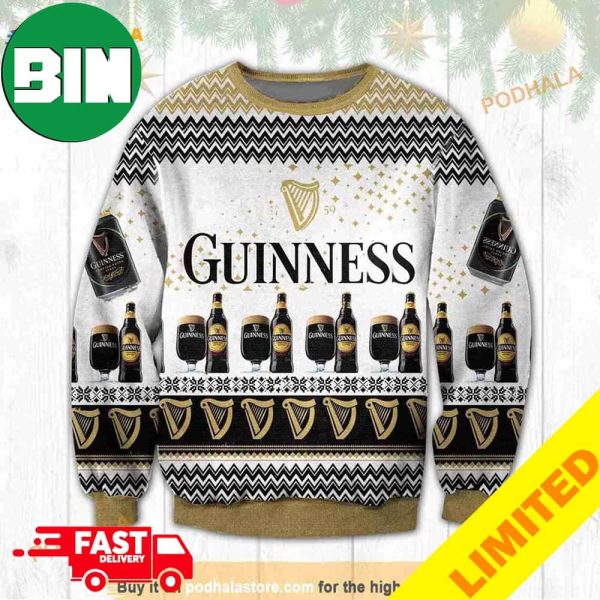 3D Guinness Black Beer Xmas Funny 2023 Holiday Custom And Personalized Idea Christmas Ugly Sweater