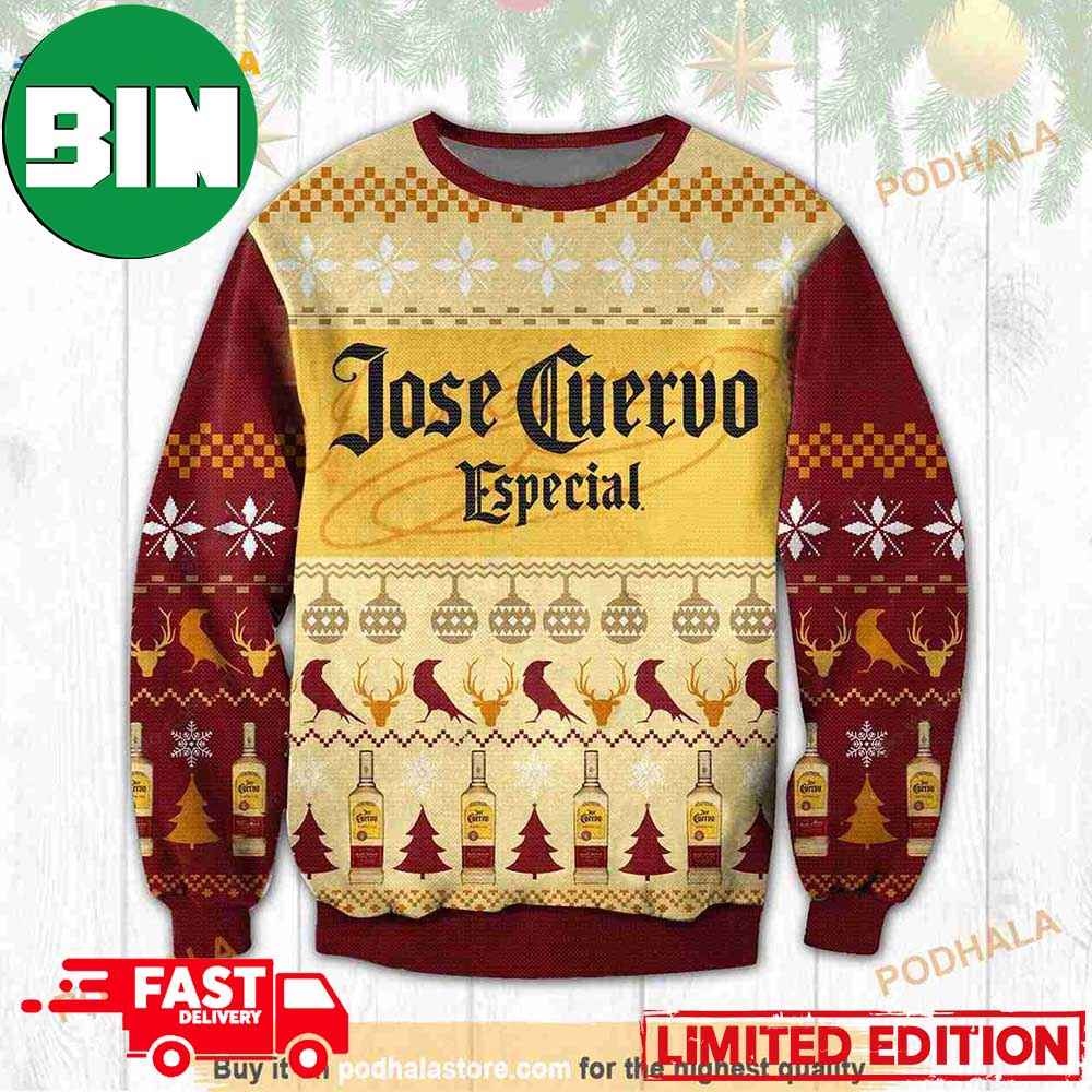 3D Jose Cuervo Especial Tequila Funny Ugly Sweater Christmas