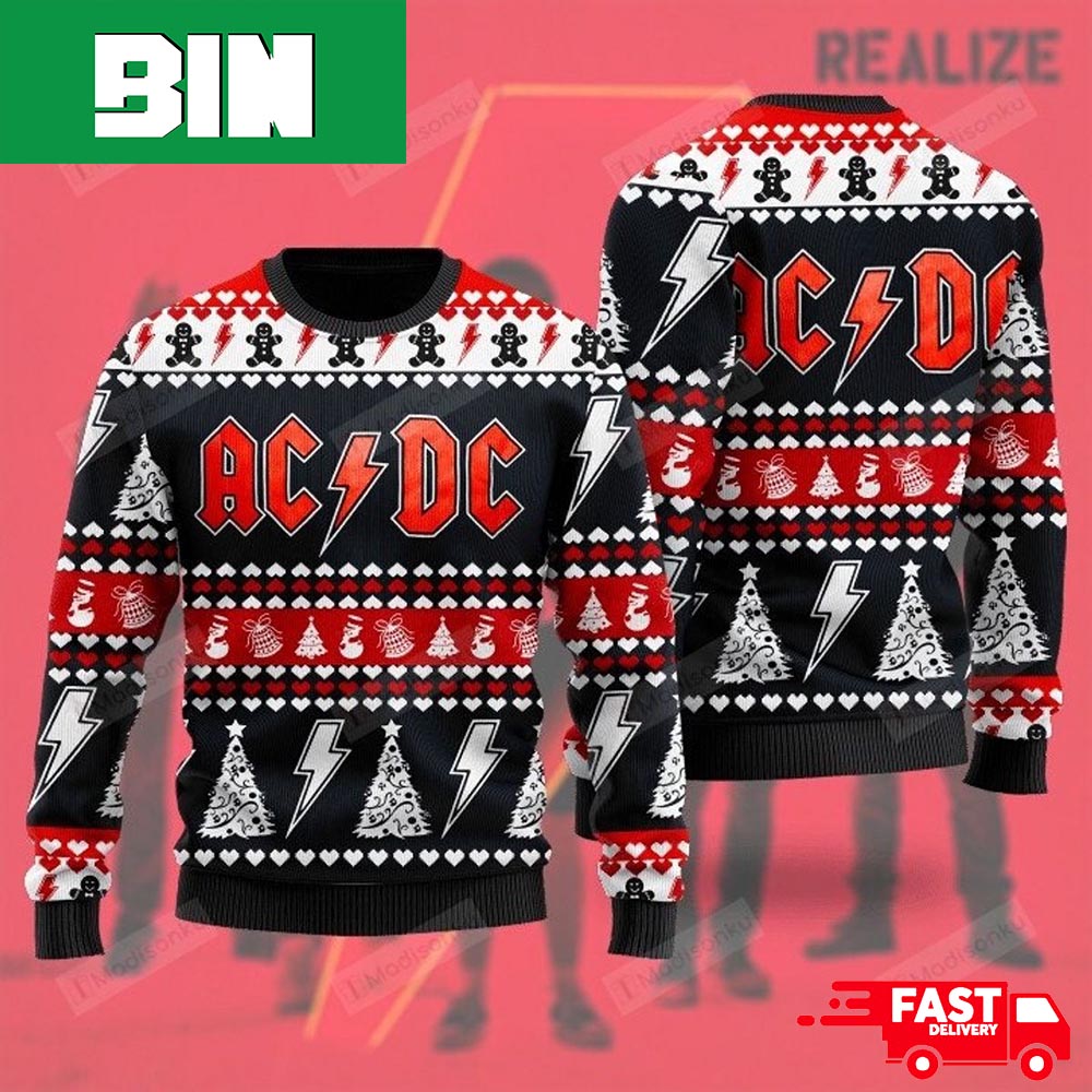 AC DC Rock Band 3D Ugly Christmas Sweater For Men And Women - Binteez