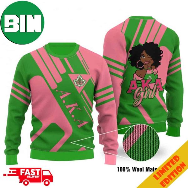 AKA Pearl Symbol AKA Girl AKA Pink and Green Ugly Sweater For Men And Women