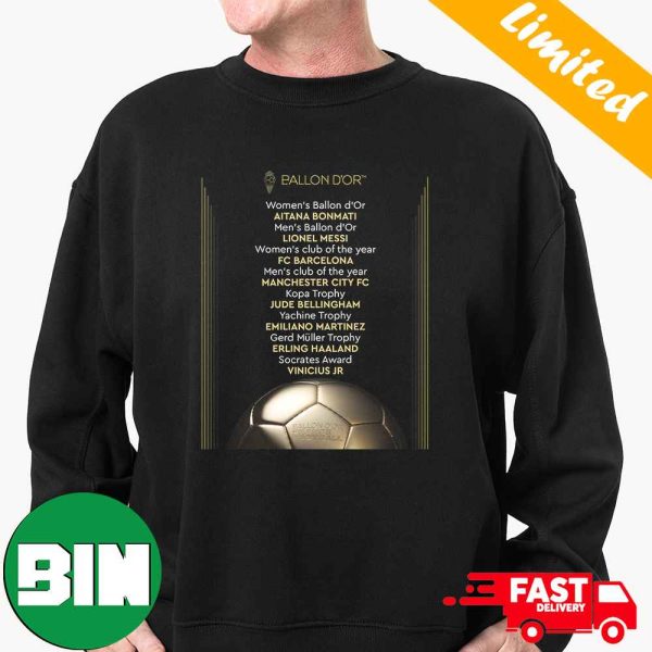 All The Winners In Ballon d’Or 2023 List T-Shirt