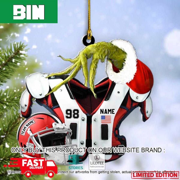 American Football Shoulder Pads Helmet Custom Name Tree Decorations Christmas Ornament
