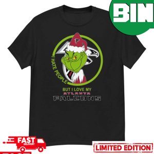 Atlanta Falcons NFL Christmas Grinch I Hate People But I Love My Favorite Football Team Fans T-Shirt