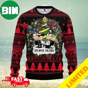 Atlanta Falcons Snoopy Pine Tree Pattern Xmas 2023 Holiday Christmas Ugly Sweater