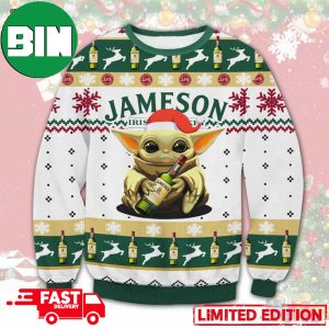 Baby Yoda Hug Jameson Irish Whiskey Ugly Christmas Sweater