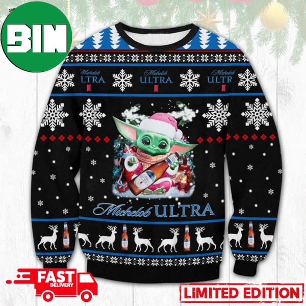 Baby Yoda Hug Michelob Ultra Ugly Christmas Sweater For Men And Women