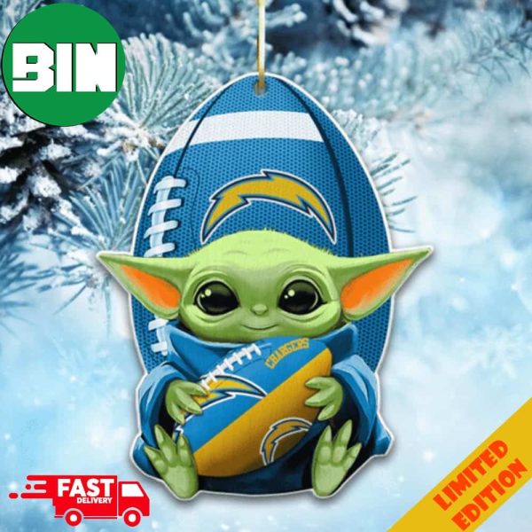 Baby Yoda Los Angeles Chargers NFL Tree Decorations 2023 Holiday Ornament