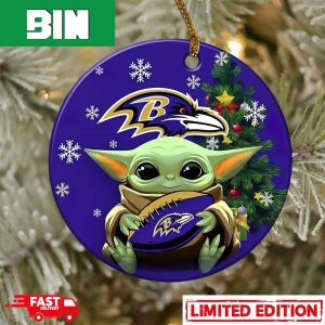 Baltimore Ravens Baby Yoda NFL 2023 Christmas Tree Decorations Ornament