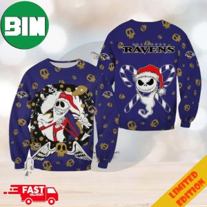 Baltimore Ravens Jack Skellington Nightmare Before Christmas Ugly Sweater For Family
