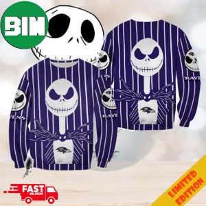 Baltimore Ravens Jack Skellington Nightmare Before Christmas Ugly Sweater Holiday 2023 For Men And Women