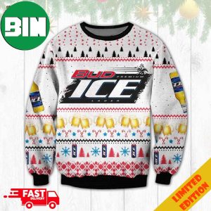 Bud Ice Snowflake And Pine Tree Pattern Ugly Christmas Sweater For Men And Women