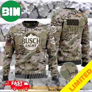 Busch Beer Camo Army USA Xmas Funny 2023 Holiday Custom And Personalized Idea Christmas Ugly Sweater