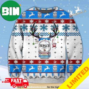 Busch Beer Deer Horn Xmas Funny 2023 Holiday Custom And Personalized Idea Christmas Ugly Sweater