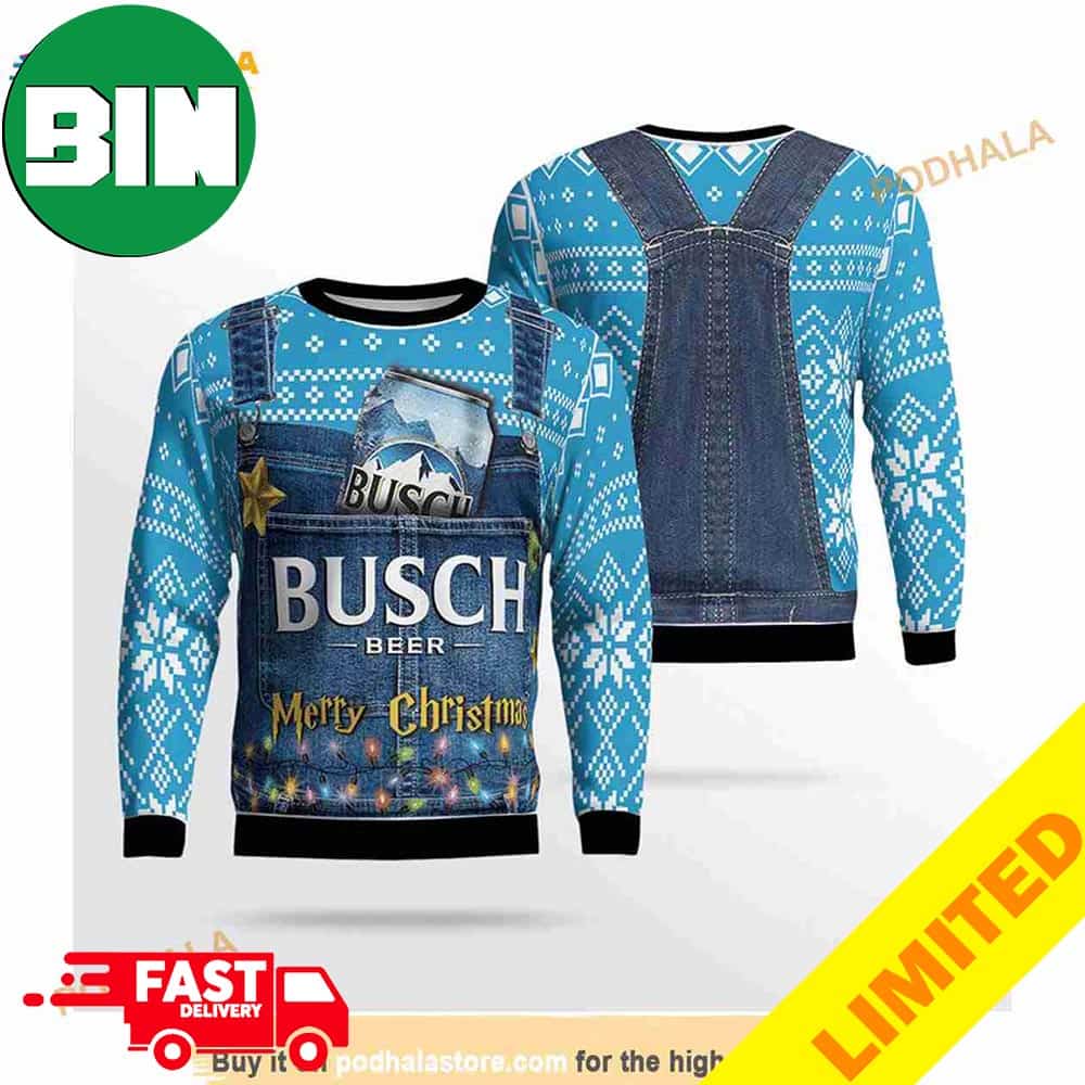 Busch Beer Merry Christmas Xmas Funny 2023 Holiday Custom And Personalized Idea Christmas Ugly Sweater
