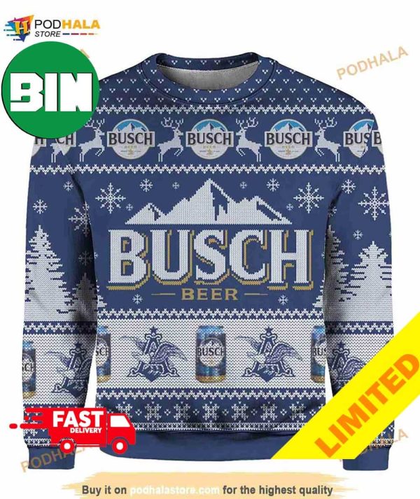 Busch Beer Mountain Xmas Funny 2023 Holiday Custom And Personalized Idea Christmas Ugly Sweater