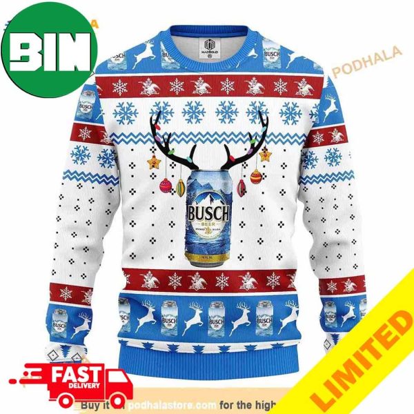 Busch Blue Beer Knitted Xmas Funny 2023 Holiday Custom And Personalized Idea Christmas Ugly Sweater