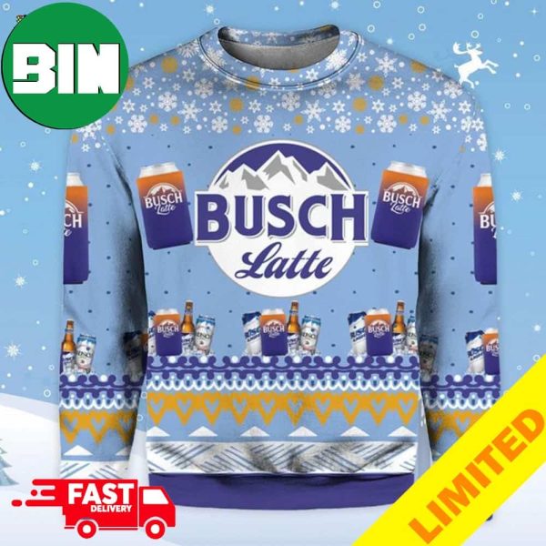 Busch Latte Beer Xmas Funny 2023 Holiday Custom And Personalized Idea Christmas Ugly Sweater For Beer Lovers