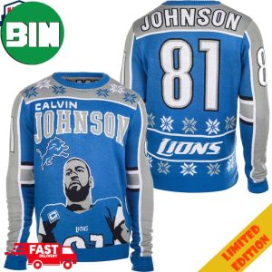 Calvin Johnson Number 81 Detroit Lions NFL Player Ugly Sweater For Men And Women