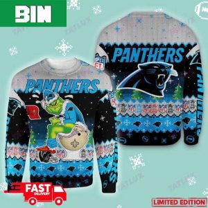 Carolina Panthers Grinch Toilet 3D Holiday 2023 Gift For Fans Ugly Christmas Sweater