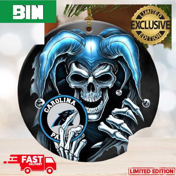 Carolina Panthers NFL Skull Joker Christmas Decorations Ornament For Fans