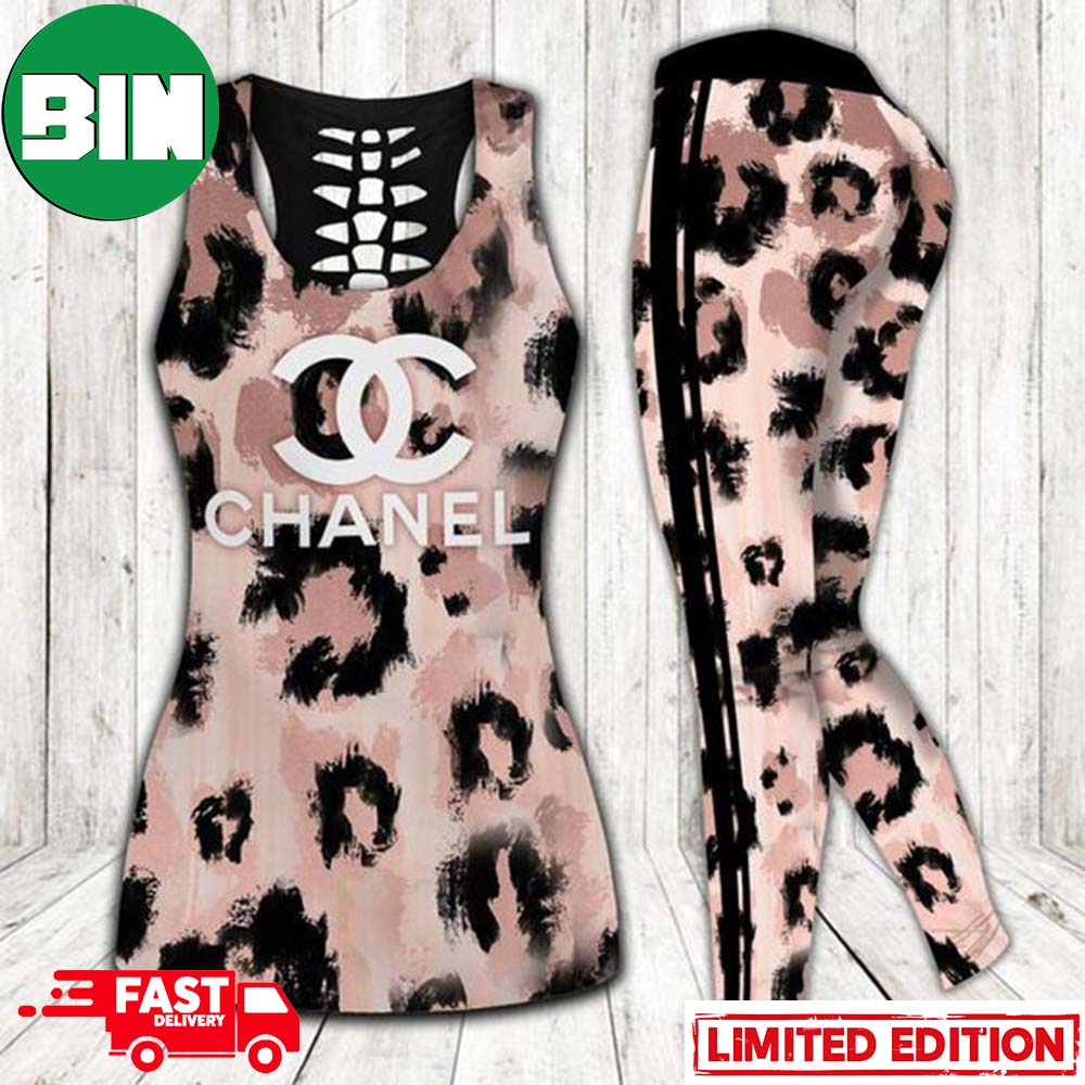 Chanel Leopard Tank Top And Leggings Combo Luxury Brand Clothing Outfit Gym  For Women 2023 Hot - Binteez