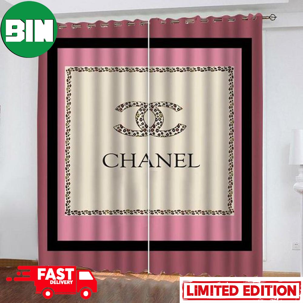 pink and black chanel shower curtain