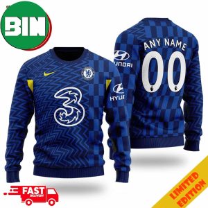 Chelsea FC Custom Name And Number Ugly Sweater For Men And Women