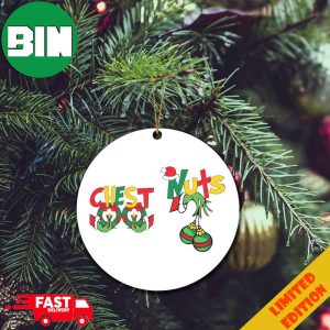 Chest And Nuts Funny Christmas Grinch Hand Holding Boobs Christmas 2023 Gift Holiday Ornament