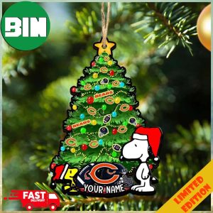 Chicago Bears Customized Your Name Snoopy And Peanut Ornament Christmas Gifts For NFL Fans