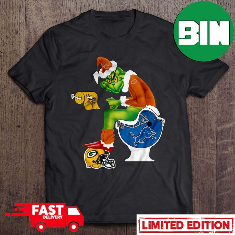 Green Bay Packers The Grinch Toilet Minnesota Vikings Chicago Bears Detroit  Lions Christmas shirt