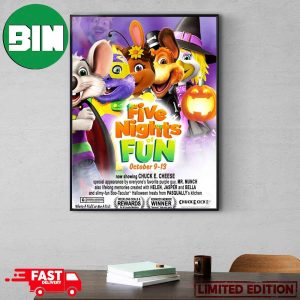Chuck E Cheese Five Nights Of Fun FNAF Parody Event Poster Canvas