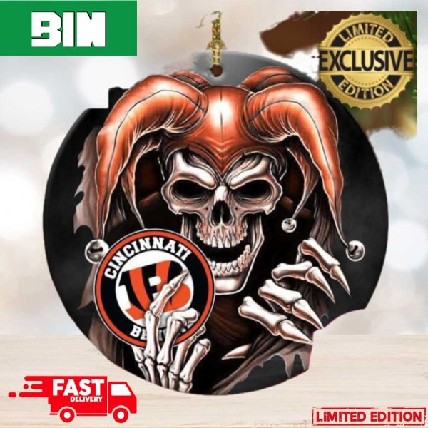 Cincinnati Bengals NFL Skull Joker Christmas Tree Decorations 2023 Xmas Gift Ornament