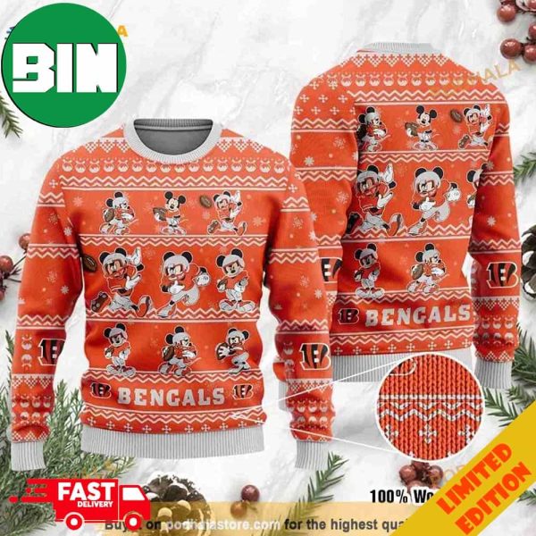 Cincinnati Bengals x Mickey Mouse Disney Christmas 2023 Ugly Sweater