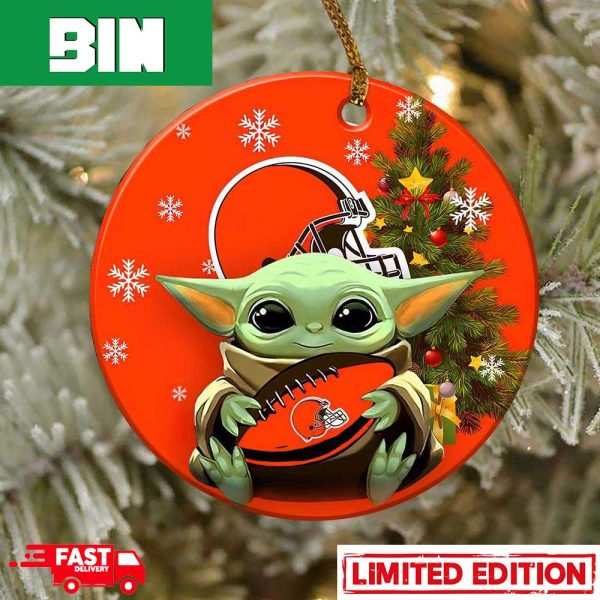 Cleveland Browns Baby Yoda NFL 2023 Christmas Tree Decorations Ornament