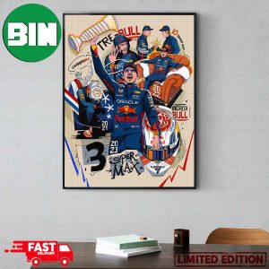 Congratulations Max Verstappen Three-time F1 World Champion Home Decor Poster Canvas