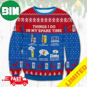 Coors Light Things I Do In My Spare Time Xmas Funny 2023 Holiday Custom And Personalized Idea Christmas Ugly Sweater