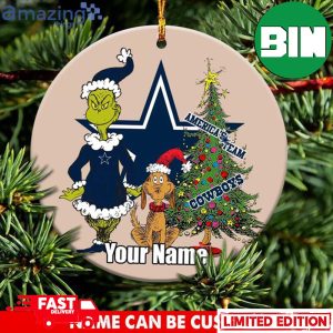 Custom Name Dallas Cowboys Logo NFL x Grinch Christmas 2023 Gift Ornament