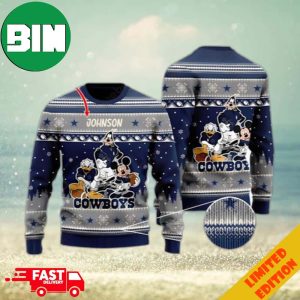 Dallas Cowboys Characters Disney Customized Name Christmas 2023 Holiday Ugly Sweater