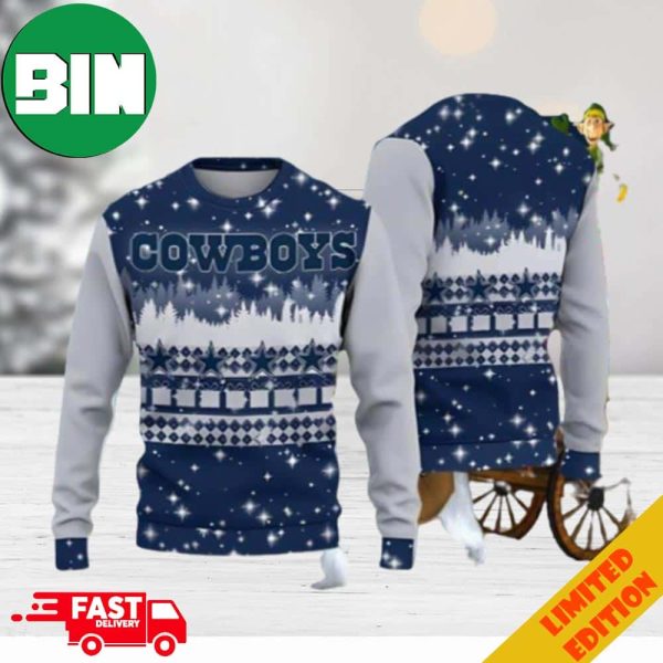 Dallas Cowboys Christmas Forrest Pattern Holiday 2023 Gift For Fans Ugly Sweater