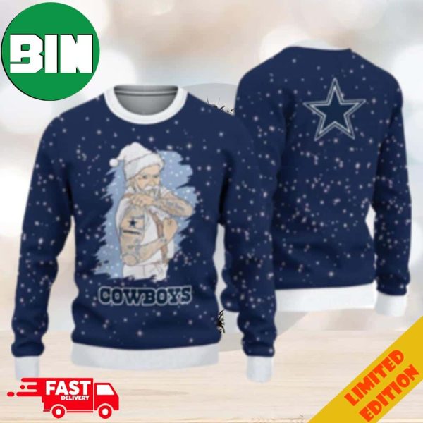 Dallas Cowboys Christmas Santa Claus Tattoo Ugly Sweater For Men And Women